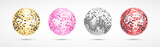Fototapeta  - Disco ball set. Realistic shiny mirror disco ball collection. Vector