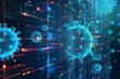© tonstock - Hackers use sophisticated techniques to scam systems, leaving a warning on screens with a background of code, alerting users to a cyber virus threat.