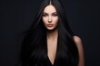 Beautiful Brunette Portrait: Luxurious Long Black Hair
