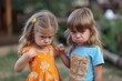 Two playful toddlers showcase a range of emotions as they model adorable clothing outdoors, capturing the pure joy and innocence of youth