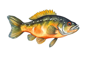 Wall Mural - Peacock bass fish cartoon