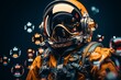Exoplanet adventure. astronaut in vibrant bubble galaxy - pop art concept for space exploration