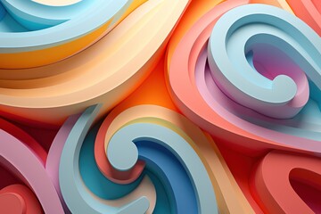 Poster - swirling ribbons of pastel colors creating a dynamic and fluid visual effect, perfect for modern gra