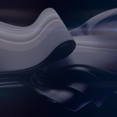 Aufkleber - Smooth wave of black fabric stripes with shiny stripes. Abstract background. 3d rendering digital illustration