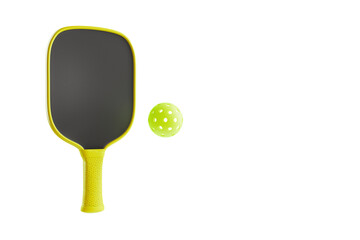 Wall Mural - Pickleball racket and sports ball. 3d rendering