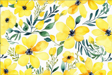 Watercolor Painting Background Of Yellow Gardenia Flowers