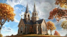 Church In Autumn Season