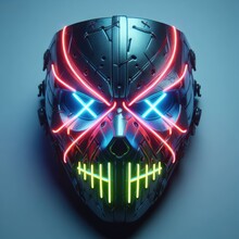 Neon Doomsday Mask With X Shaped Eyes
