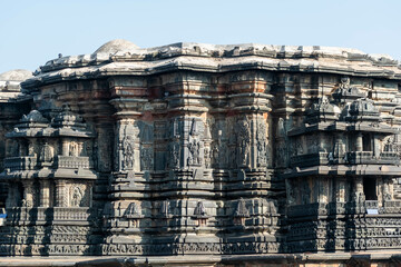 Sticker - The exterior facade of the the ancient Hoysala era Chennakeshava temple in Belur, Karnataka.