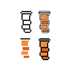 Poster - Pixel art outline sets icon of hanging banner logo variation color. Hang banner icon on pixelated style. 8bits Illustration, perfect for design asset element your game ui. Simple pixel art icon asset.