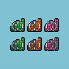 Poster - Pixel art stroke sets icon of money graphic logo variation color.finance graph icon on pixelated style. 8bits Illustration, perfect for design asset element your game ui. Simple pixel art icon asset.