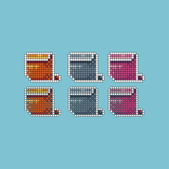 Poster - Pixel art stroke sets icon of paper scroll logo variation color. Paper scroll icon on pixelated style. 8bits Illustration, perfect for design asset element your game ui. Simple pixel art icon asset.