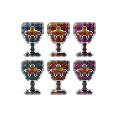 Poster - Pixel art stroke sets icon of cup of star logo variation color.Winner cup icon on pixelated style. 8bits Illustration, perfect for design asset element your game ui. Simple pixel art icon asset.