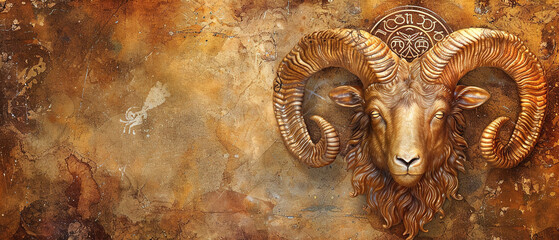 Wall Mural - zodiac aries background, with empty copy space