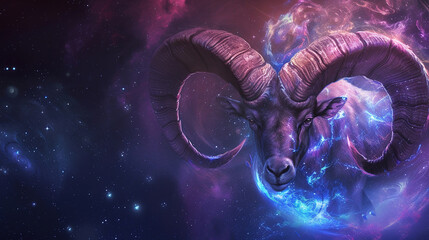 Wall Mural - zodiac aries background, with empty copy space