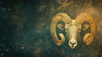 Wall Mural - zodiac aries background, with empty copy space