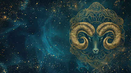 Wall Mural - zodiac aries background, with empty copy space