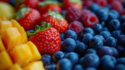 Canvas Print - Fresh fruits on table. Generative AI