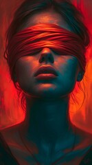 Sensual woman with a red blindfold