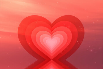 Abstract red heart shapes on a gradient pink background, symbolizing love and Valentine's Day.