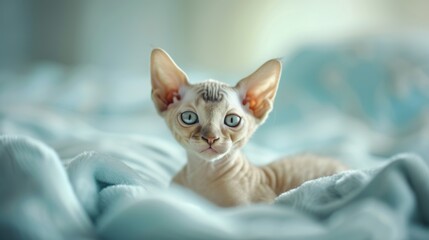 Aufkleber - A close-up shot of a cat resting on a comfortable bed. Perfect for pet owners or animal-themed projects