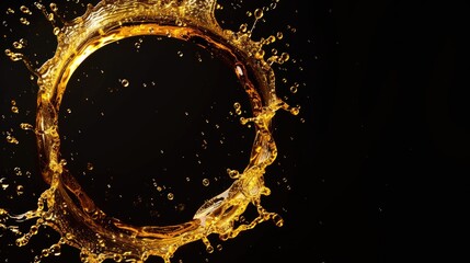 Aufkleber - A ring made of water against a black background. Ideal for use in water-themed designs or as a unique abstract element.