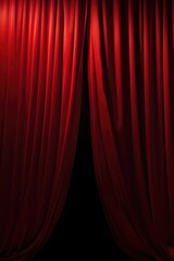 Poster - A vibrant red curtain stands out against a dramatic black background. Perfect for adding a touch of elegance and drama to any design or project
