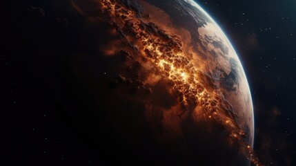 Aufkleber - A captivating image of the Earth as seen from space during nighttime. This picture can be used to depict the beauty and wonder of our planet from a unique perspective