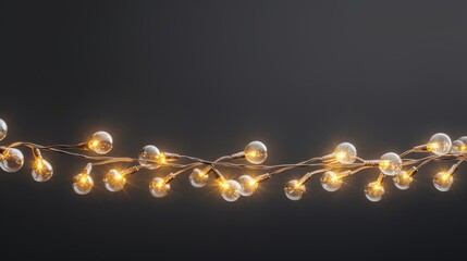 Poster - Colorful string of Christmas lights on a black background. Perfect for holiday decorations or festive designs