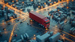 Container-laden truck on map—GPS tracking unveils real-time journey. Precision and efficiency converge as technology monitors the seamless transport route.
