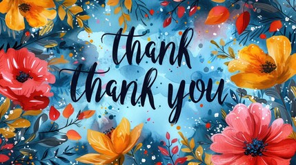 Thank you! text thank you on abstract color background