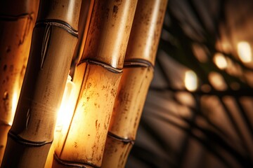 Poster - A detailed view of a group of bamboo poles. Can be used for various projects