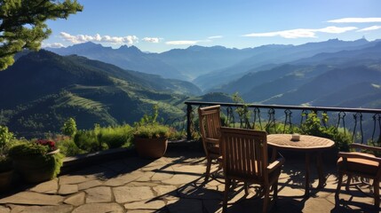 Wall Mural - View from the magnificent estate of the stretching mountain range