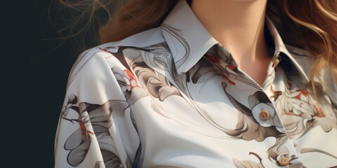 Poster - A close-up image of a person wearing a shirt. This versatile picture can be used for various purposes