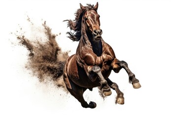 Wall Mural - A horse captured in mid-air as it jumps with grace and power. Perfect for equestrian enthusiasts or sports-related projects