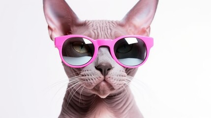 Wall Mural - Close up shot of a cat wearing sunglasses. Perfect for adding a touch of style and humor to your projects