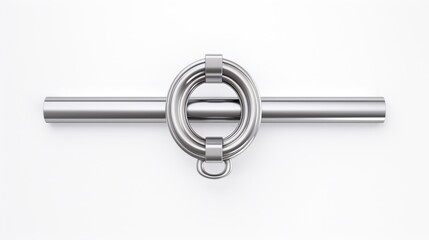 Poster - A detailed close-up view of a metal object placed on a clean white surface. This image can be used to depict precision, industry, or technology in various design projects