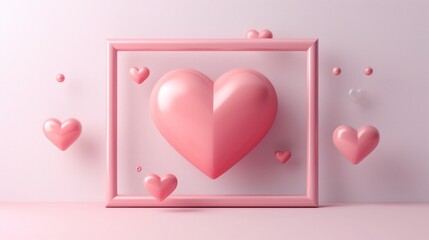 Poster - A picture of a pink heart enclosed within a frame. Perfect for expressing love and affection.