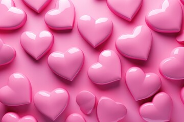 Poster - A vibrant pink background filled with a multitude of pink hearts. Perfect for adding a touch of romance and sweetness to any design