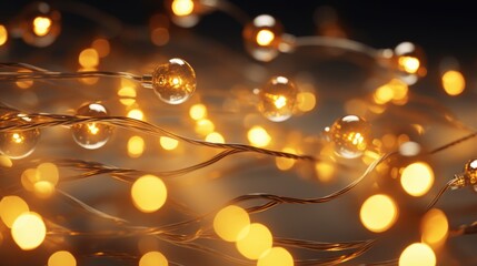 Poster - A close-up view of a string of lights. Perfect for adding a warm and festive touch to any event or decoration