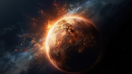 Poster - A captivating image of a planet in the sky. Perfect for science fiction designs or astronomical presentations