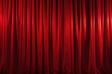 Poster - A red curtain with a spotlight shining through. Perfect for theater, stage, or performance-related projects