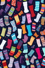 Aufkleber - A vibrant collection of socks on a dark background. Perfect for fashion or clothing-related projects