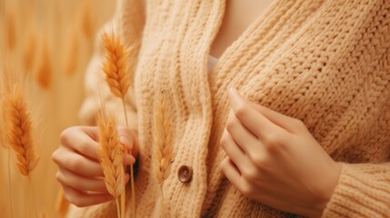 Aufkleber - A woman standing in a field of tall grass. Perfect for nature and outdoor themed projects