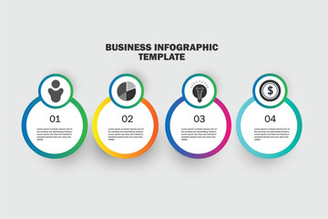 Fototapete - Business infographic template. Thin line design label with icon and 4 options, steps or processes.