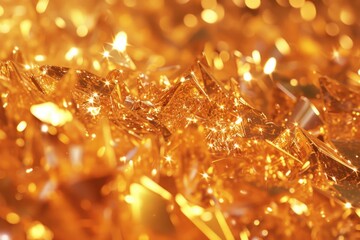 Poster - A close-up view of a bunch of gold glitter. Perfect for adding a touch of sparkle and glamour to any project