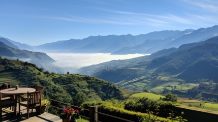 Wall Mural - View from the magnificent estate of the stretching mountain range