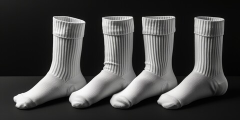 Aufkleber - Three pairs of white socks arranged side by side. Ideal for fashion, laundry, or minimalist concepts