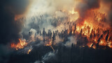 Fototapeta  - Terrible fire in the forest , Environmental eco safe Conservation