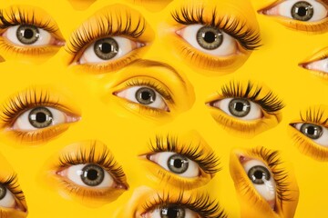 Poster - A detailed view of a person's eyes with long and beautiful eyelashes. This image can be used for various purposes